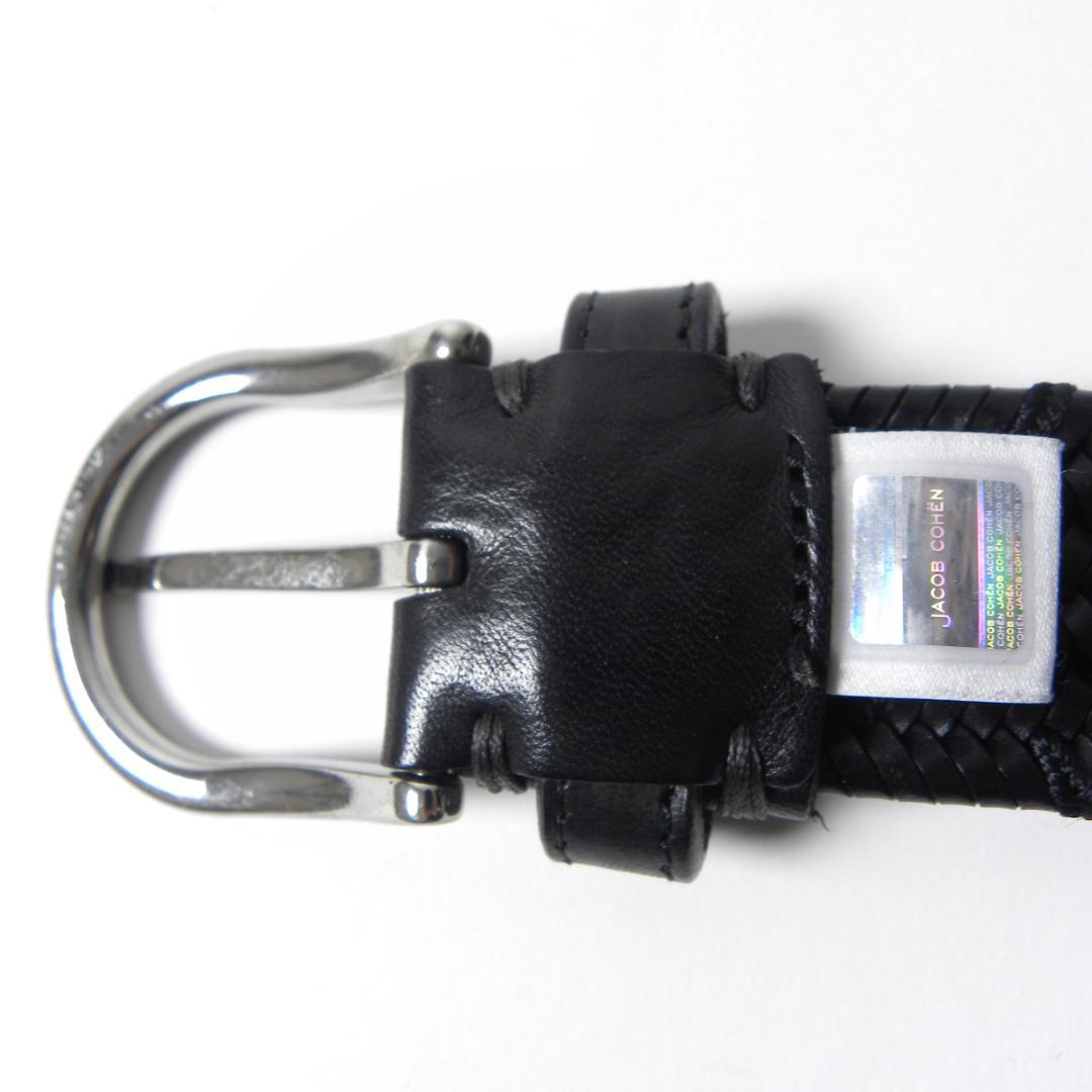 ヤコブコーエン メッシュレザーベルト 刻印入シルバーバックル 黒 ホログラム付