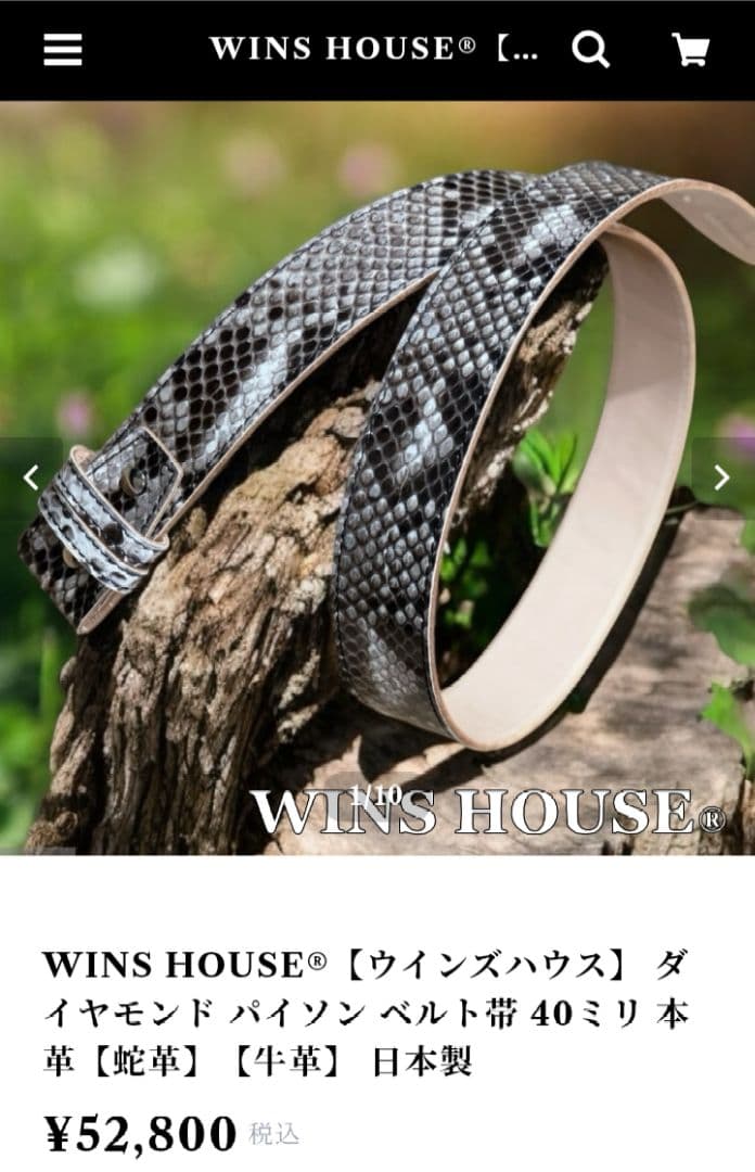 WINS HOUSE 蛇皮 パイソン ベルト バックル付き 32 希少