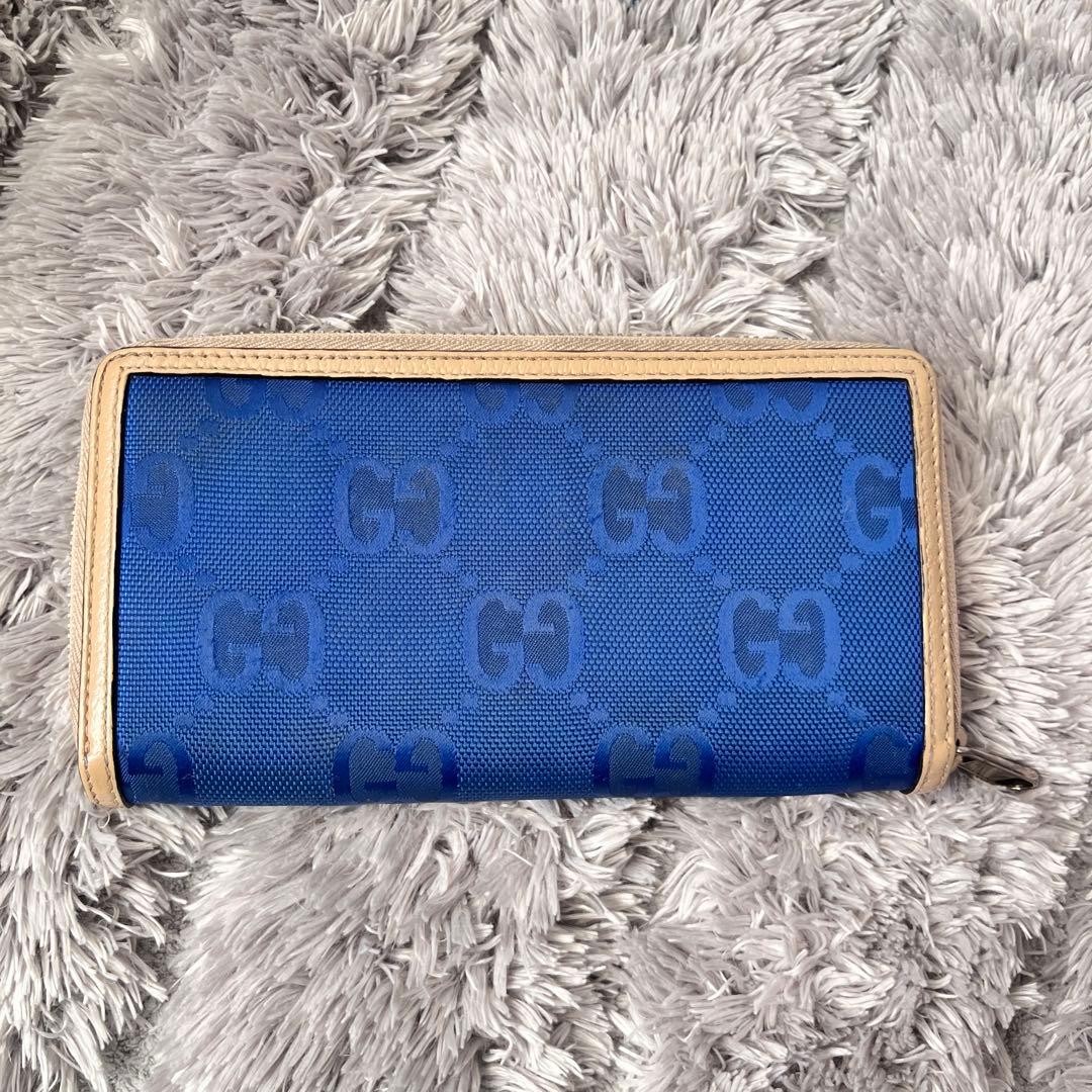 GUCCI✨オフザグリッド　長財布　ラウンドファスナー　ナイロン　ブルー