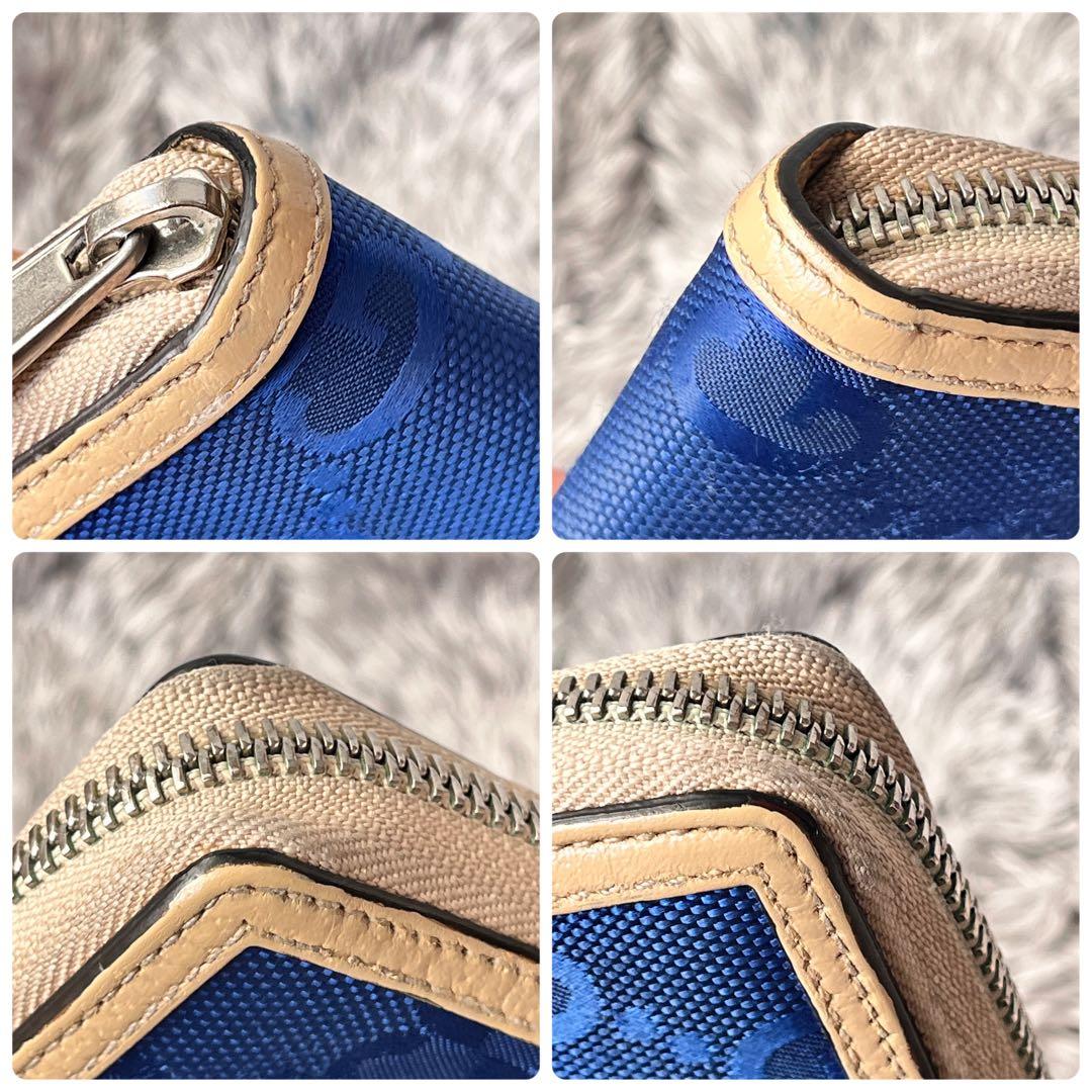 GUCCI✨オフザグリッド　長財布　ラウンドファスナー　ナイロン　ブルー