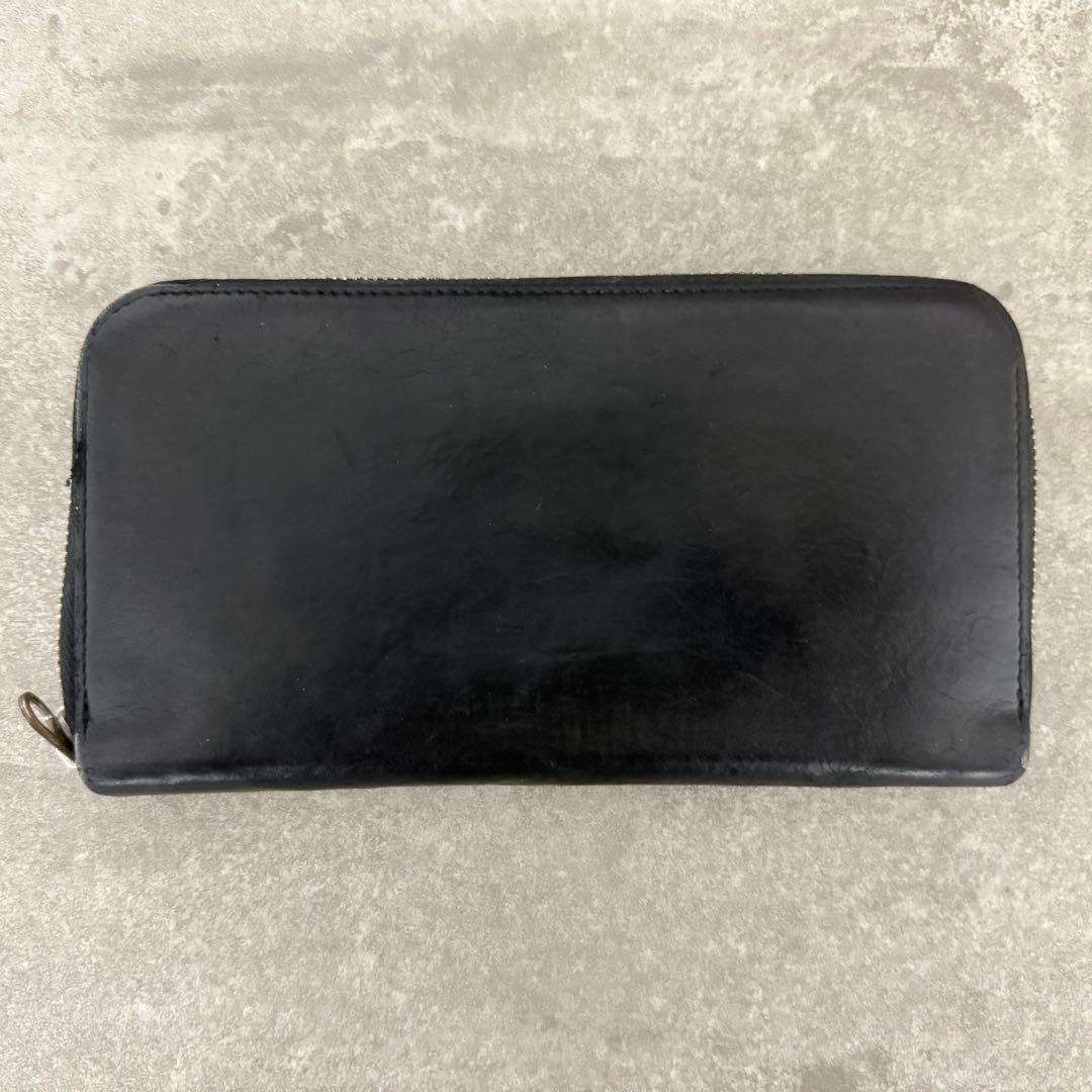 BALENCIAGA ブラックレザー 長財布 メタルファスナー