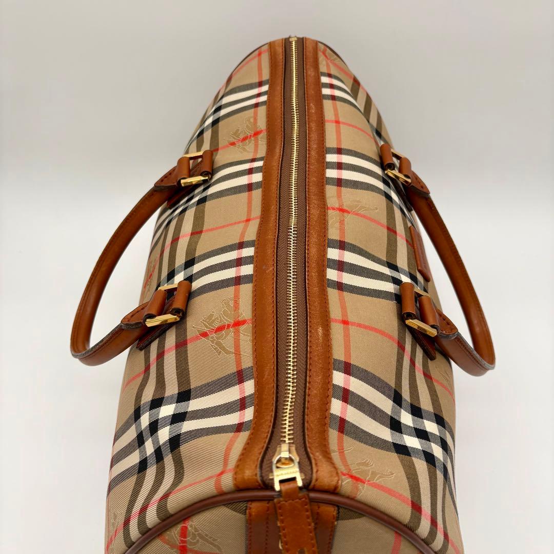 美品 BURBERRY ボストンバッグ レザー ノバチェック シャドーホース