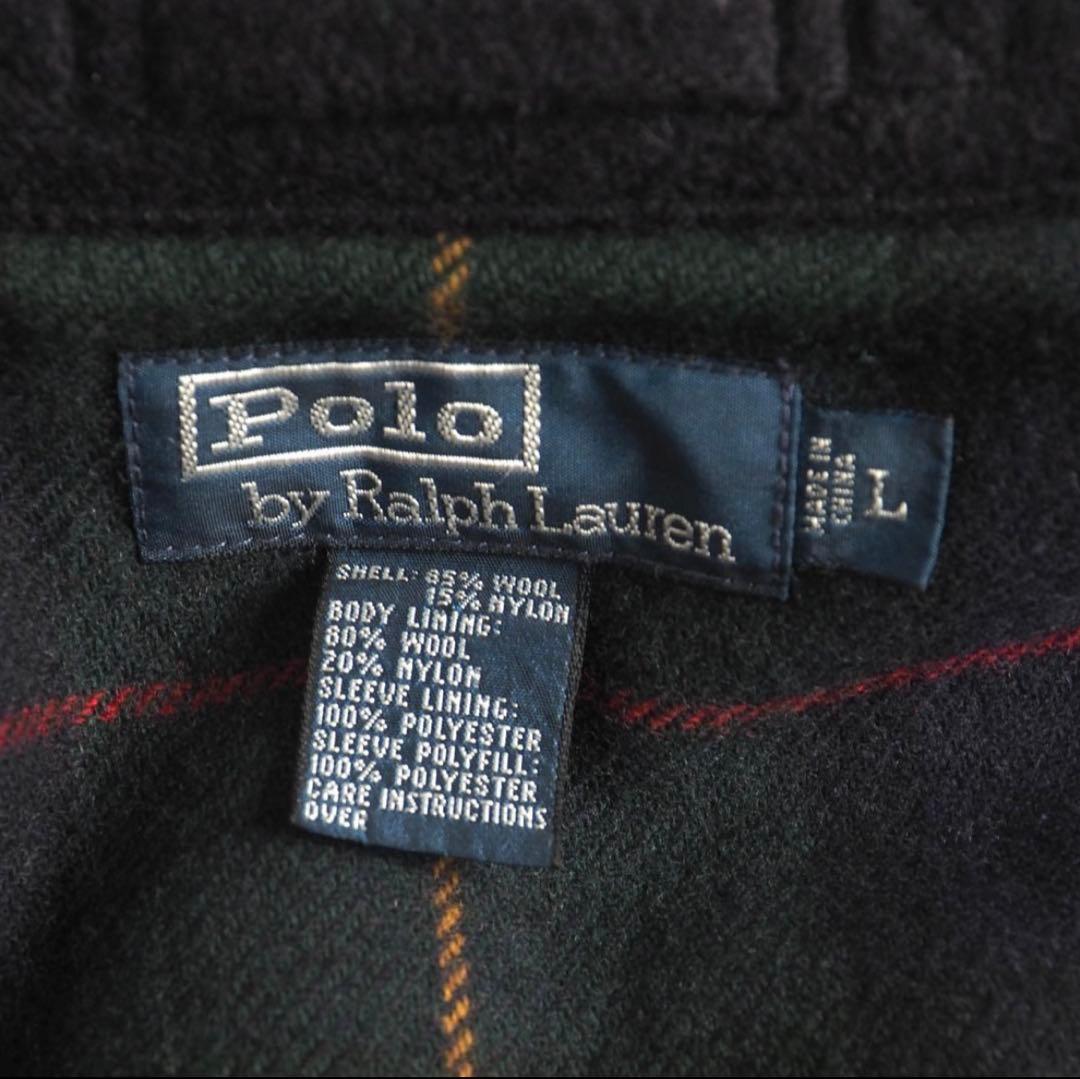 POLO ラルフローレン　ウールジャケット　ブラック　裏地チェック　美品