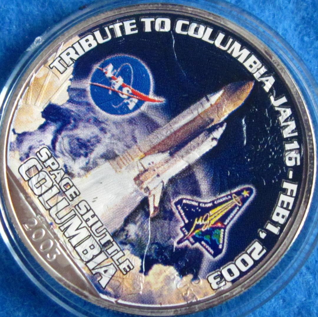 ２００３年　カラー　アメリカンシルバーイーグル　１オンス１ドル銀貨　コロンビア号