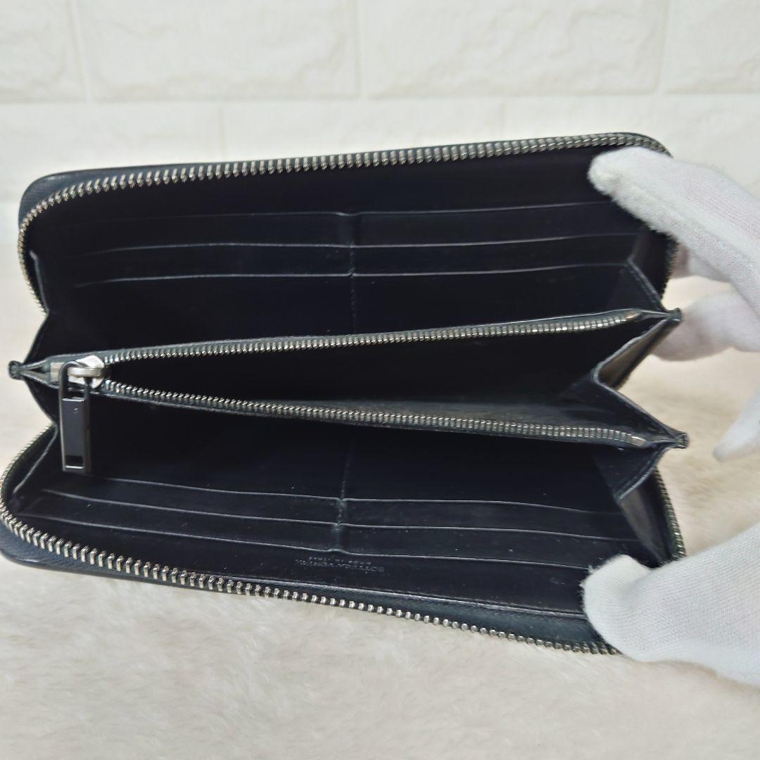 BOTTEGA VENETA イントレチャート 長財布 ラウンドジップ ブラック