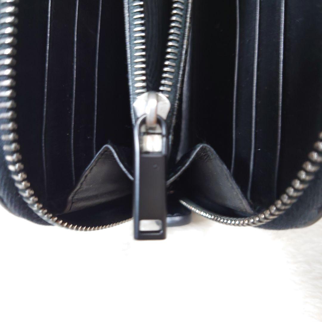 BOTTEGA VENETA イントレチャート 長財布 ラウンドジップ ブラック