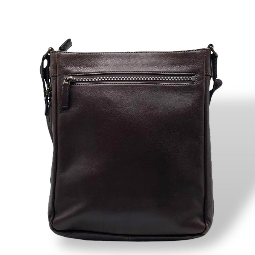 美品 ランバン ショルダーバッグ サントル メッセンジャー オールレザー 茶