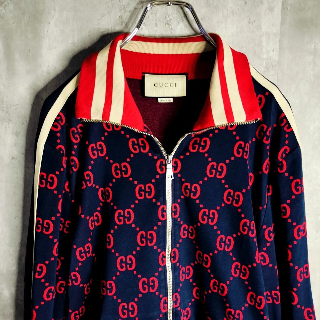 【美品】グッチ GGジャガード モノグラム トラックジャケット ジャージ L