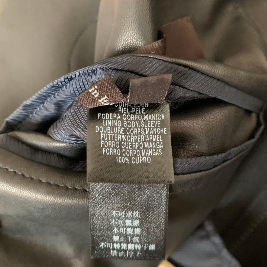 美品　Z zegna レザー　テーラードジャケット　黒　46 BLACK