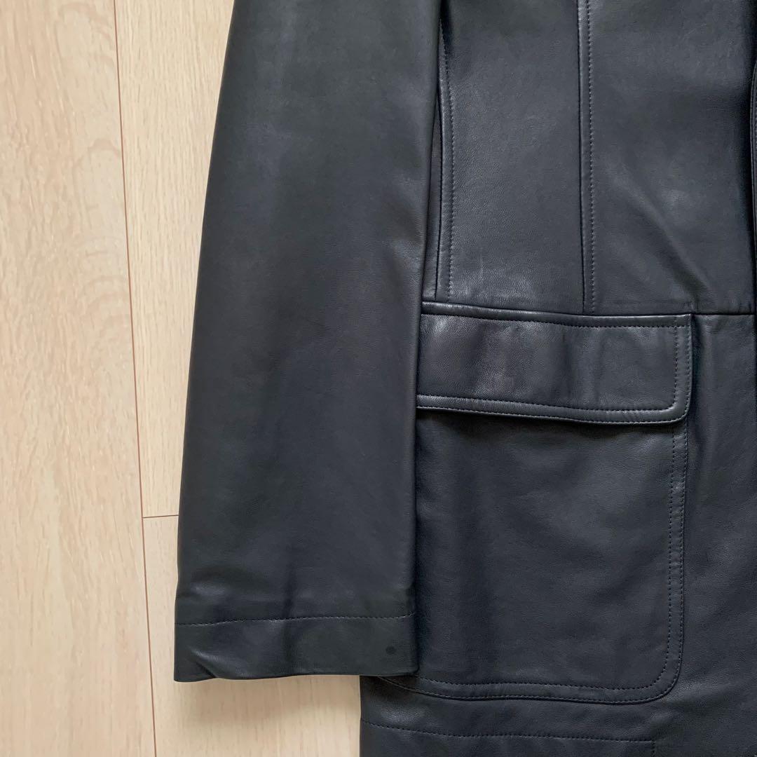 美品　Z zegna レザー　テーラードジャケット　黒　46 BLACK