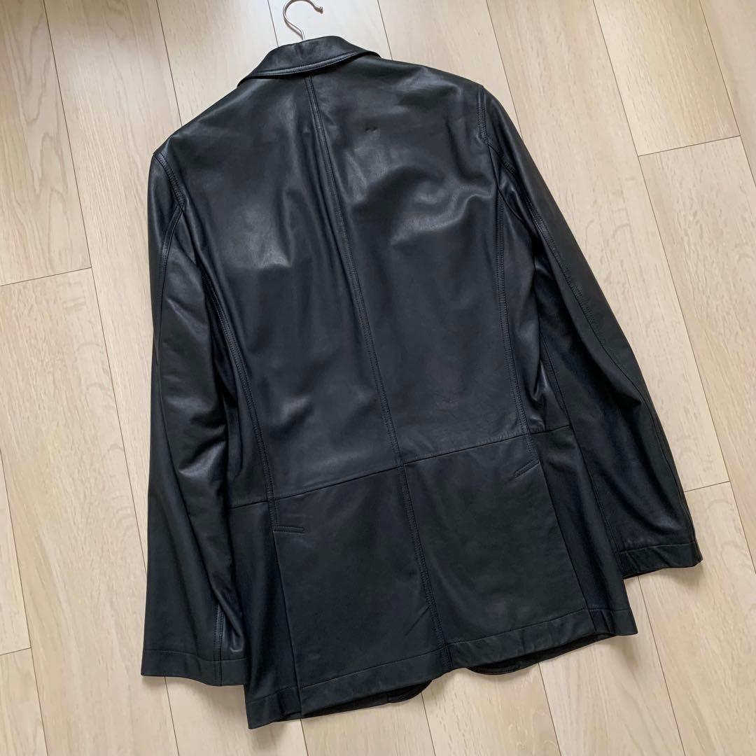 美品　Z zegna レザー　テーラードジャケット　黒　46 BLACK