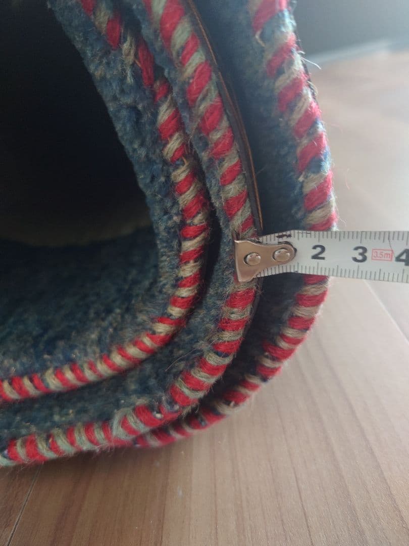 ギャベ　 緑と青のラグ 約110x150cm