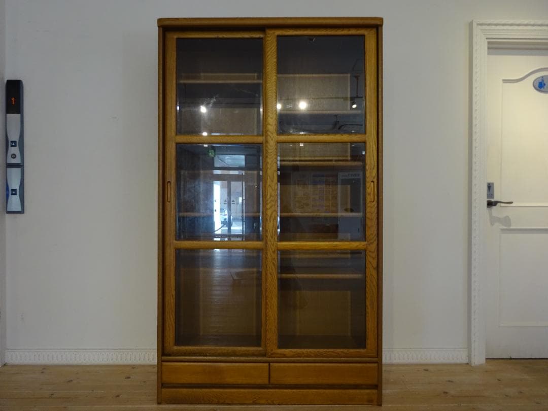 浜本工芸　書棚　本棚　引き出し付き　高級ナラ材