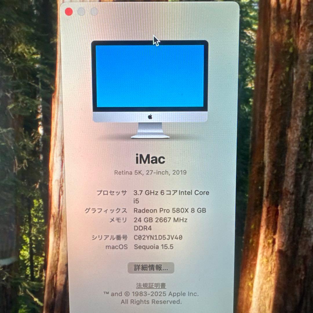 Macデスクトップ iMac Retina 5K 27-inch 2019