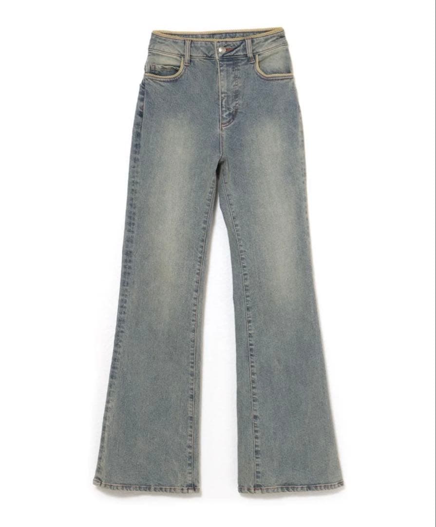 パンツ andmary Heart stitch denim blue beige S