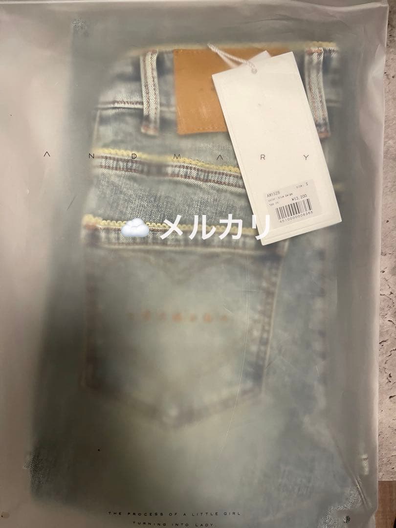 パンツ andmary Heart stitch denim blue beige S