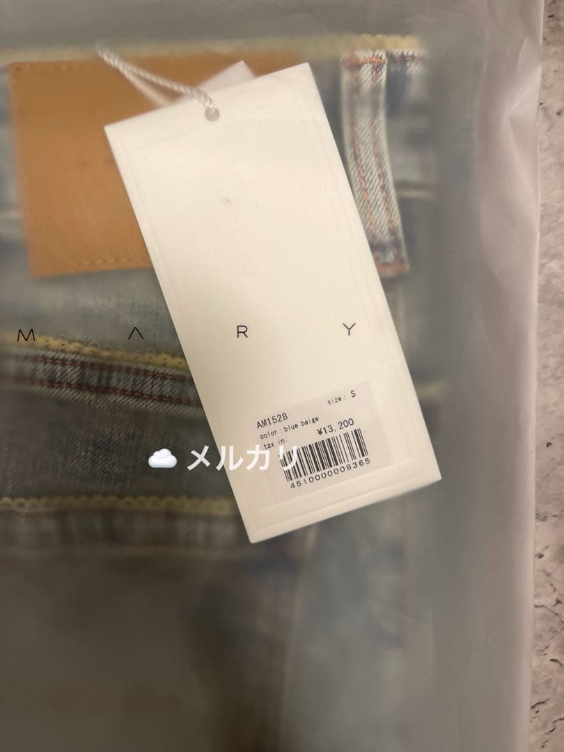 パンツ andmary Heart stitch denim blue beige S