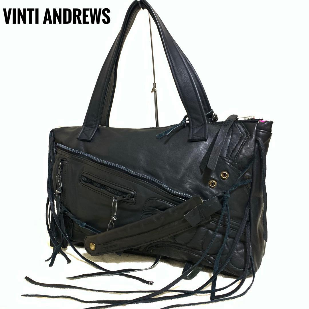希少 VINTI ANDREWS トートバッグ　レザー 再構築 フリンジ y2k