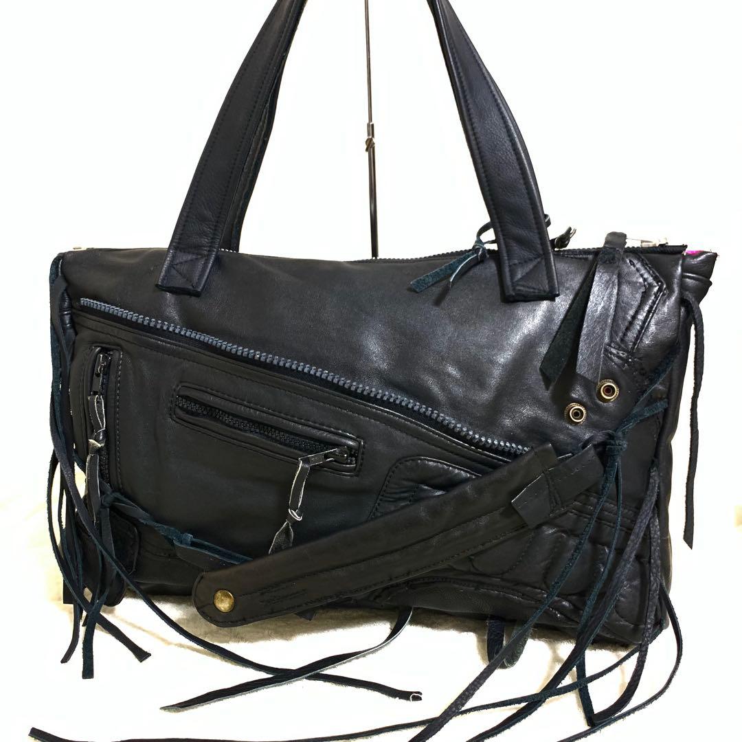 希少 VINTI ANDREWS トートバッグ　レザー 再構築 フリンジ y2k