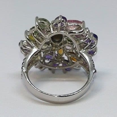 エ*君様 天然ブラックオパール アメジスト サファイア トルマリン リング s9