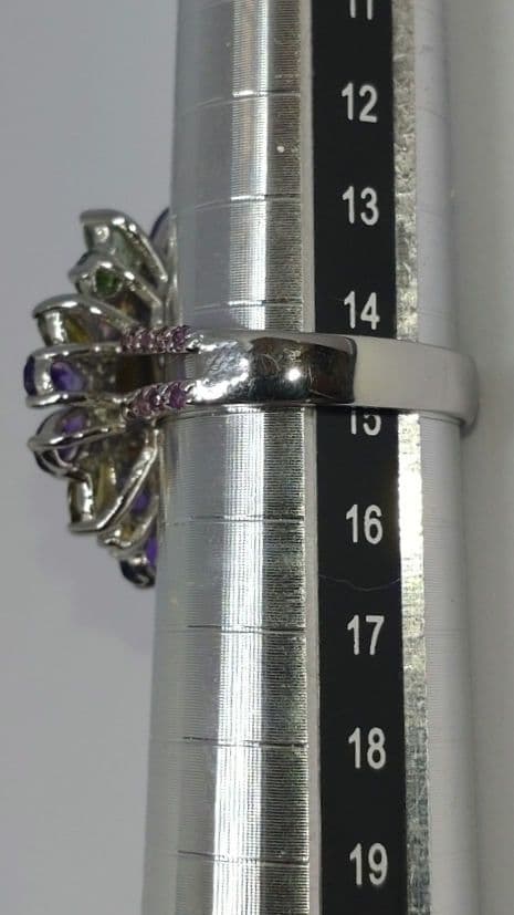 エ*君様 天然ブラックオパール アメジスト サファイア トルマリン リング s9