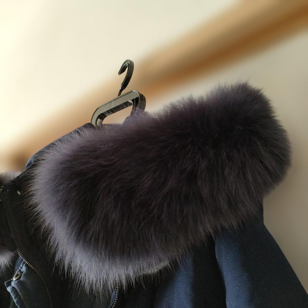 ルイルエブティック　ファー付きネイビーロングダウンジャケット