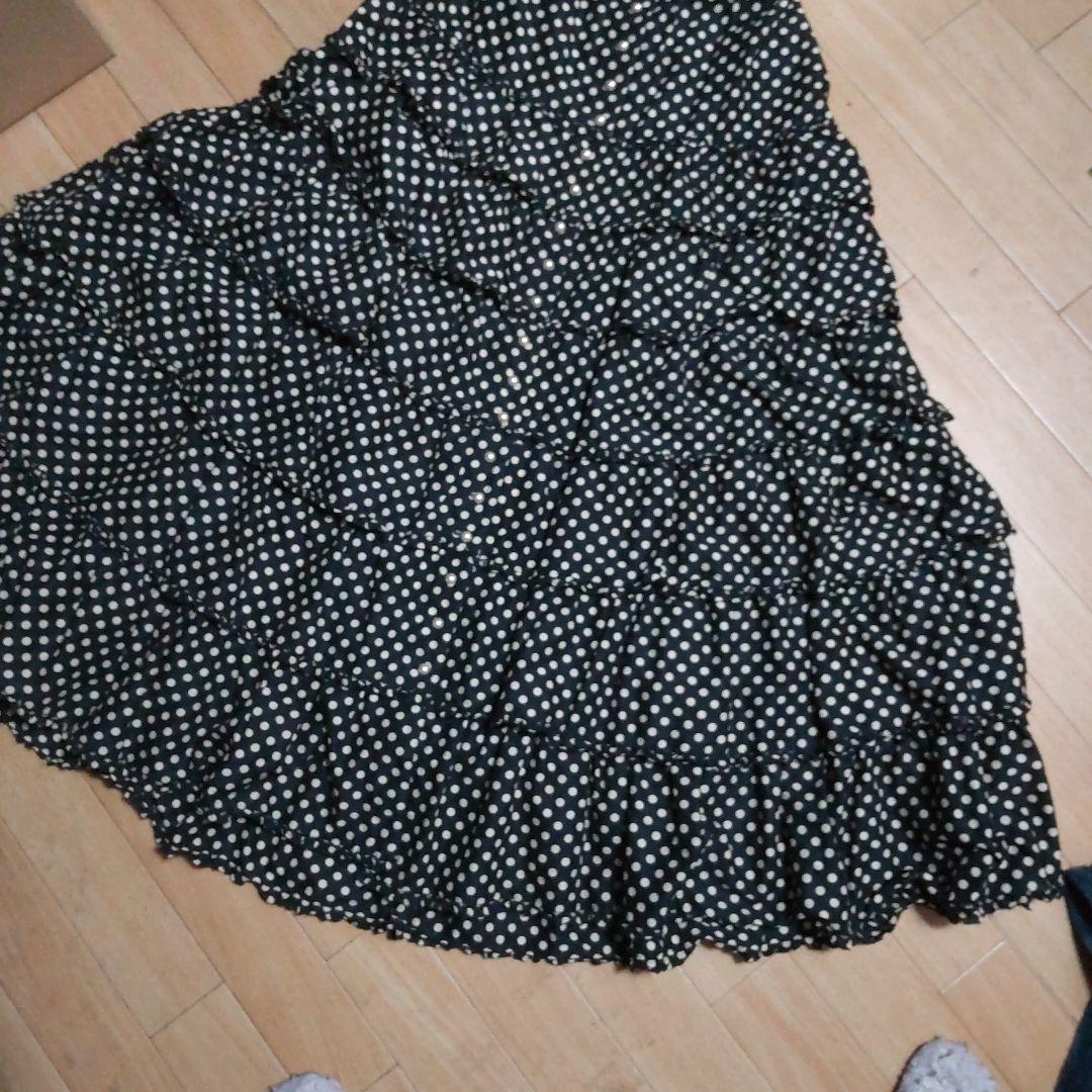 美品カネコイサオ　綿ローンドット段々スカート