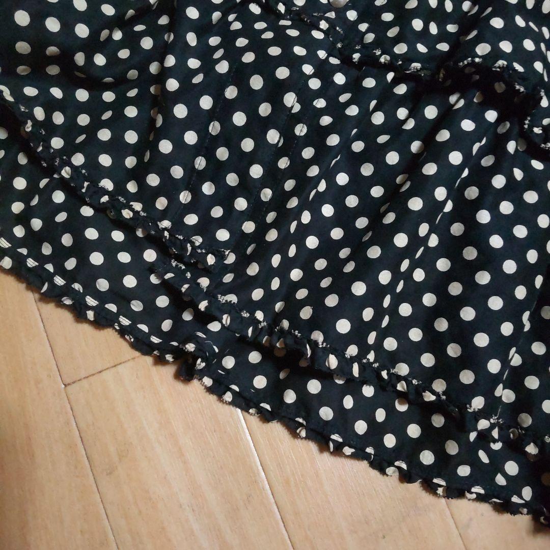 美品カネコイサオ　綿ローンドット段々スカート