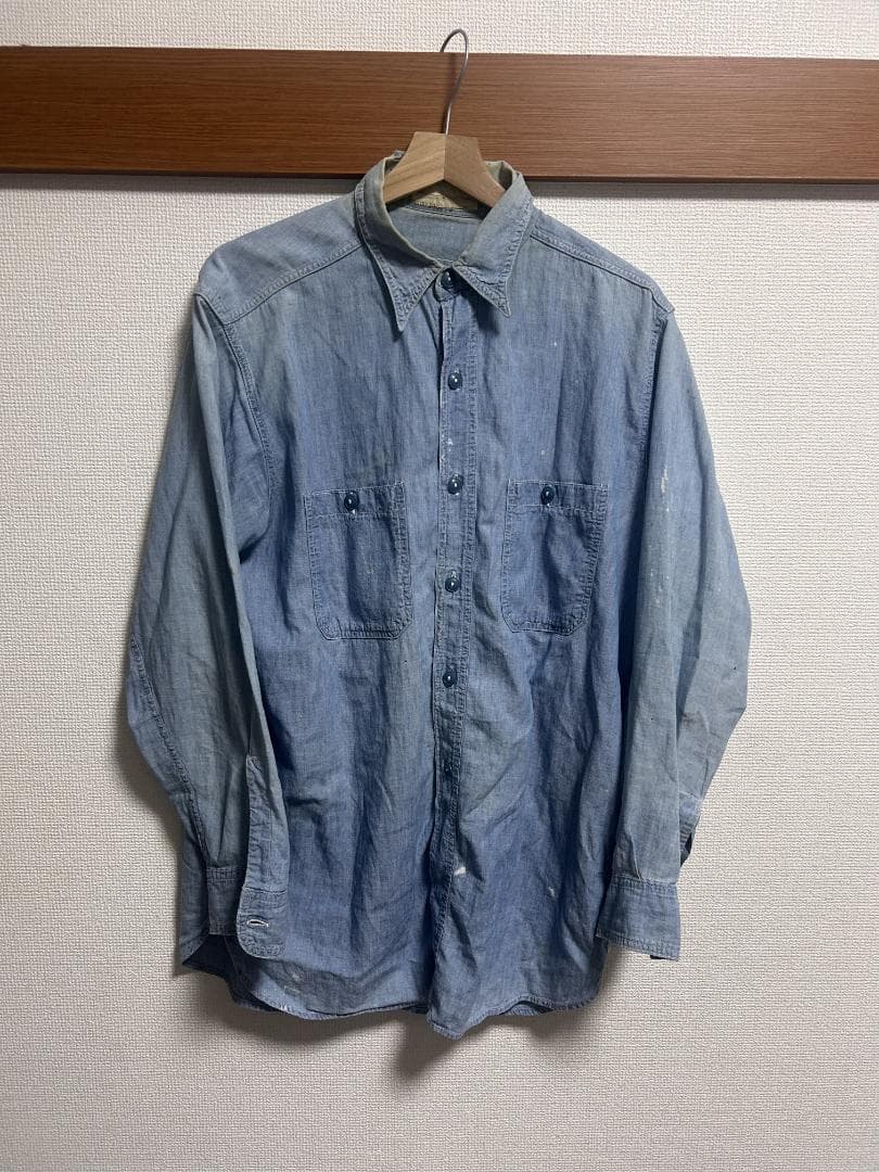 p*o様 US NAVY 40'S シャンブレーシャツ ステンシル入り
