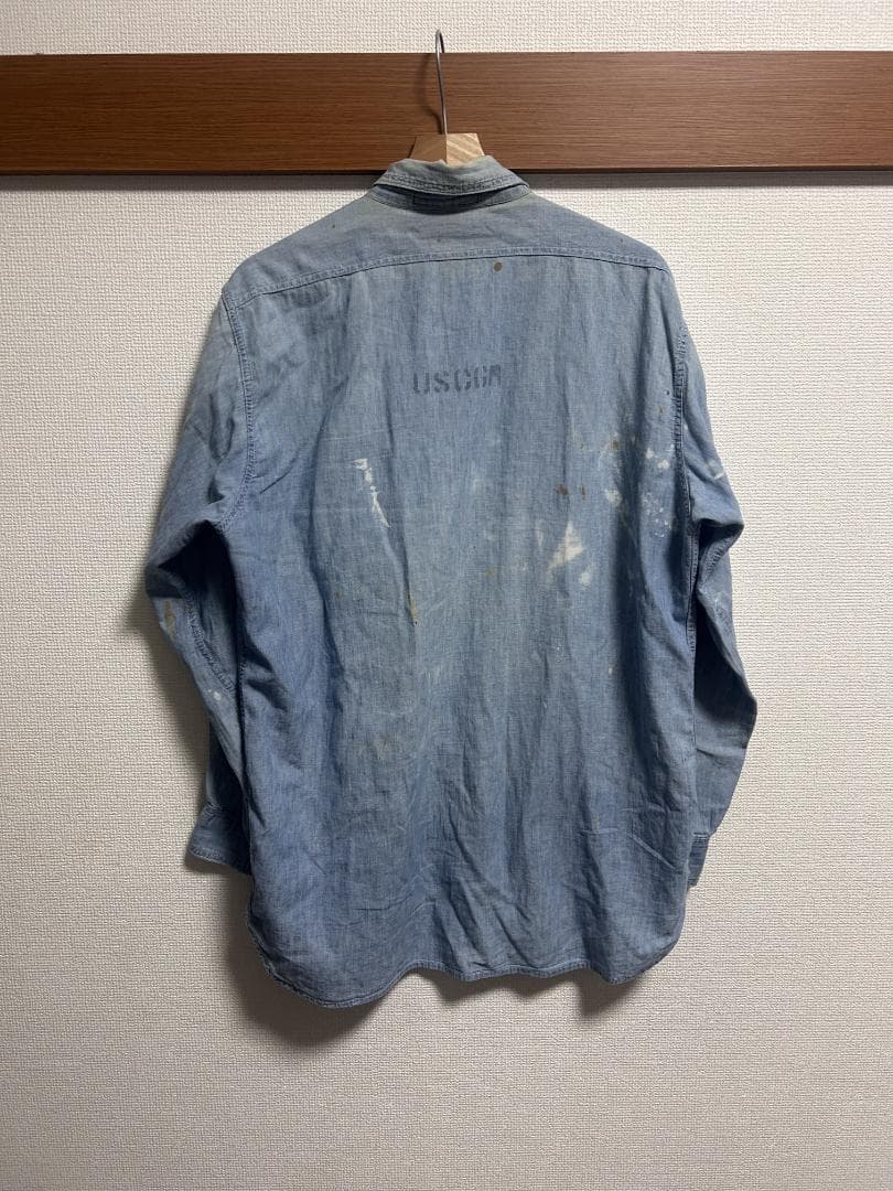 p*o様 US NAVY 40'S シャンブレーシャツ ステンシル入り