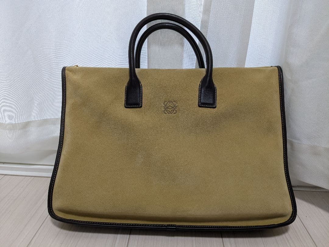 【美品】LOEWE ロエベ ビジネスバッグ アナグラム スエード ベージュ A4