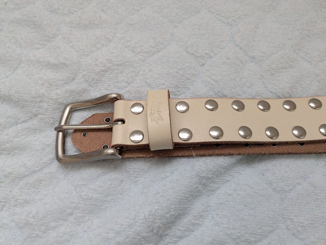 stussy 8 BALL STUDDED.BELT 白 ホワイト L/XL