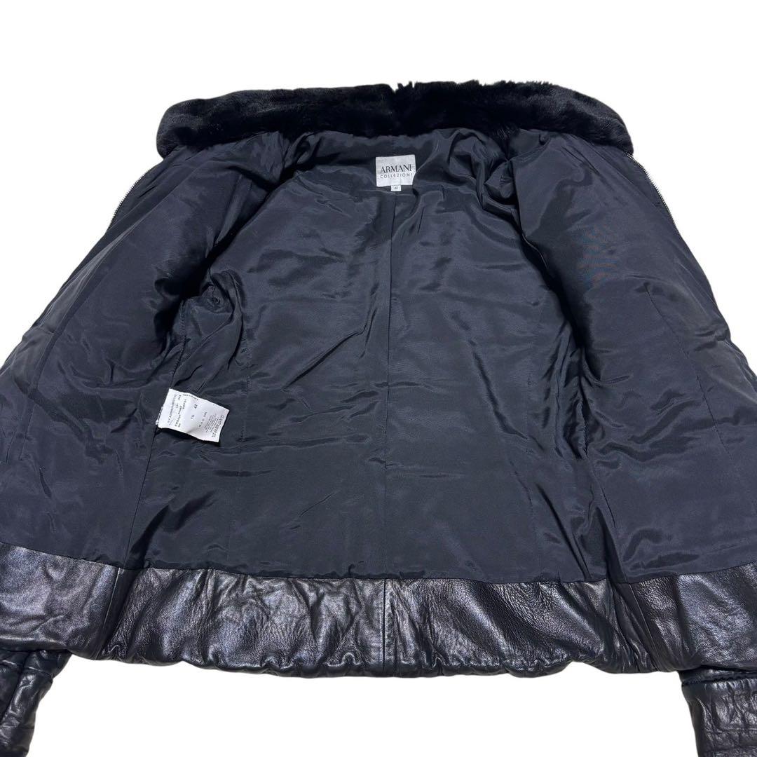 美品　アルマーニコレツォーニ　ラムスキン　ラビットファー　中綿　ジャケット
