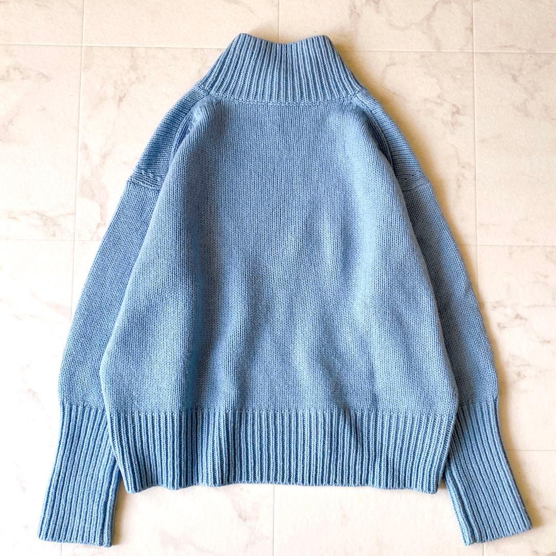 美品☆ギャルリーヴィー ファインウール ハイネックニット 水色