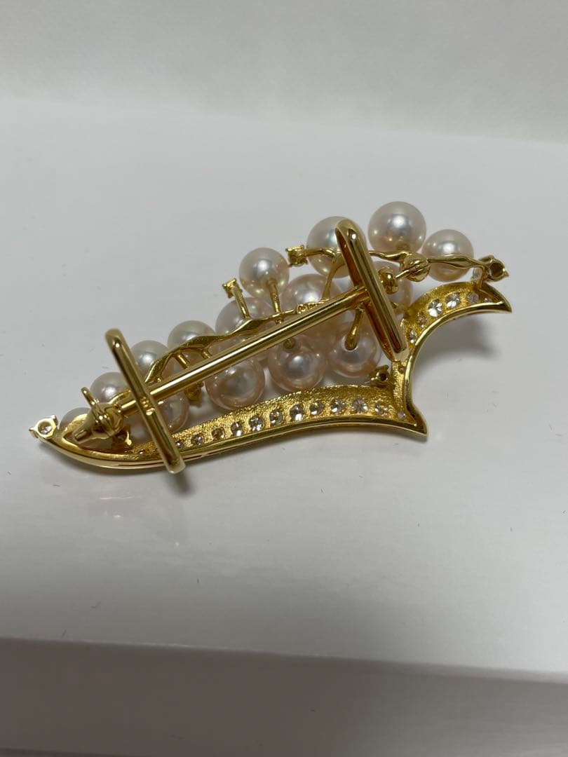 タサキ　0.82ctダイヤ×パール　ブローチと帯留　K18 2WAY 美品