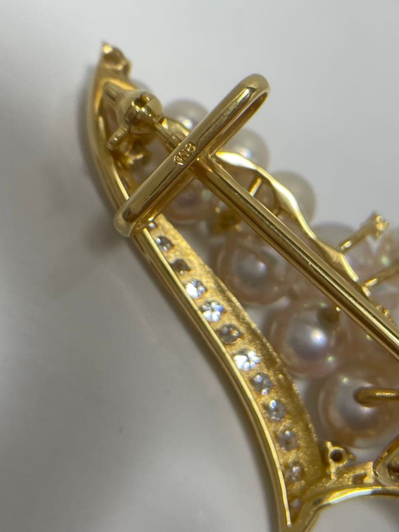 タサキ　0.82ctダイヤ×パール　ブローチと帯留　K18 2WAY 美品