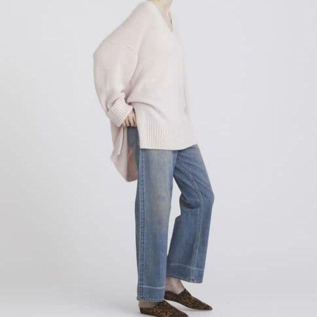 【ハウスオブロータス】定価5.2万 カシミヤVネックチュニックニット ピンク М