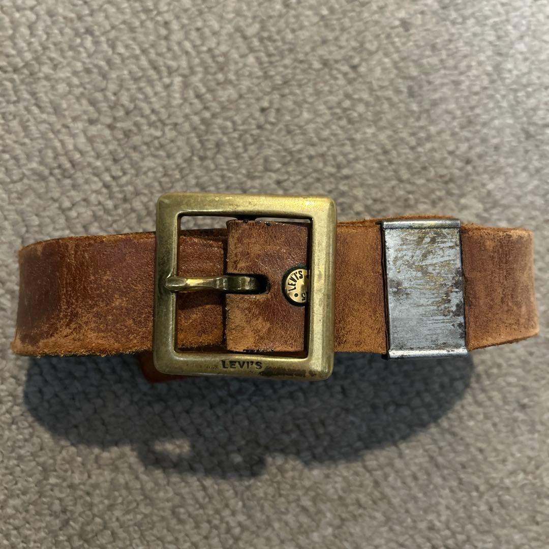 リーバイス　ヴィンテージ レザー ベルト ゴールド　ブラウン