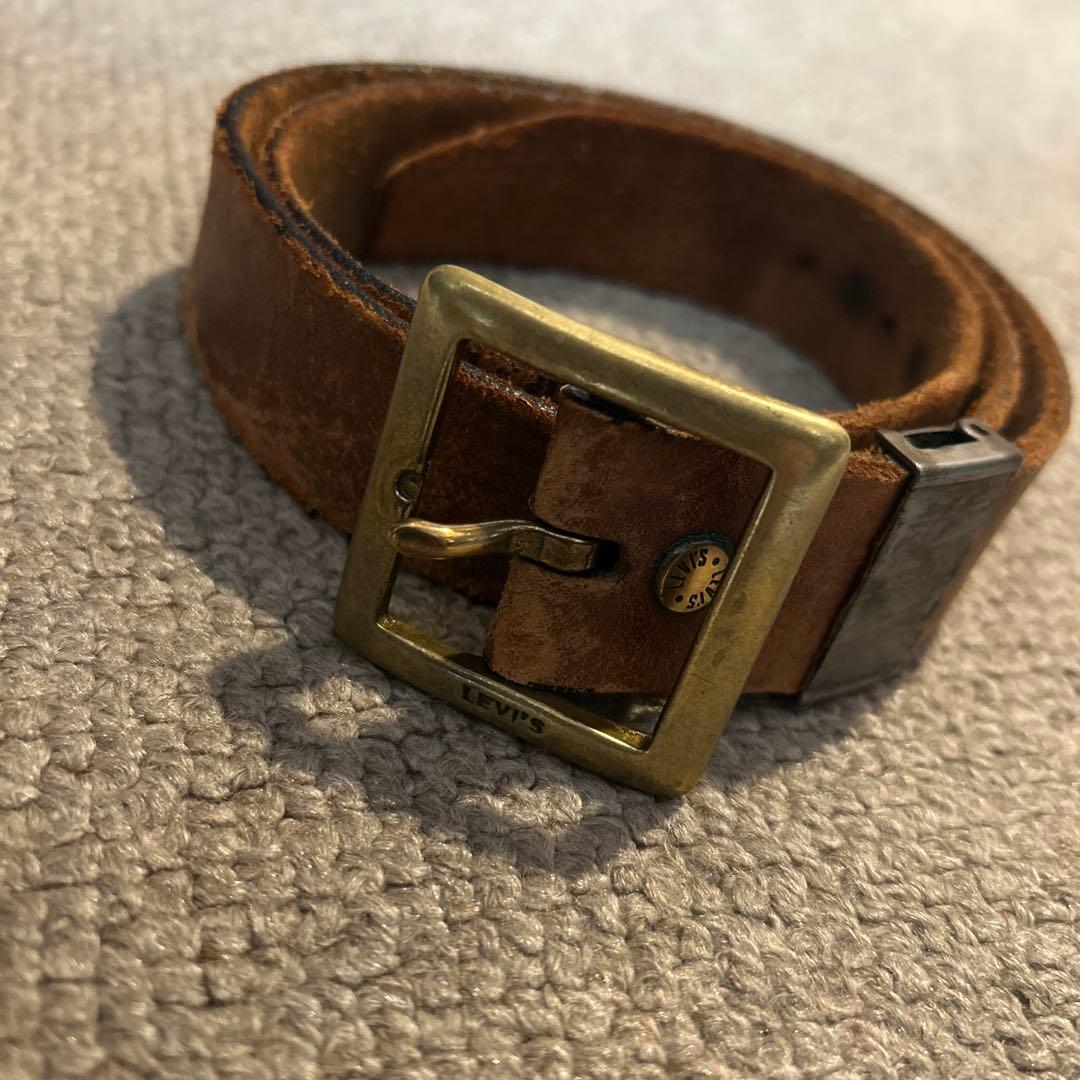 リーバイス　ヴィンテージ レザー ベルト ゴールド　ブラウン