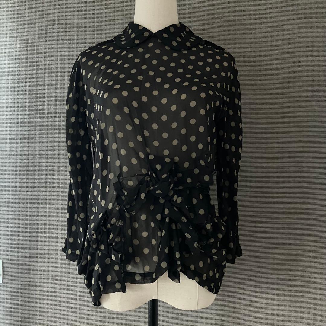 美品 コムデギャルソン シースルー 丸襟 ブラウス 立体リボン AD2013