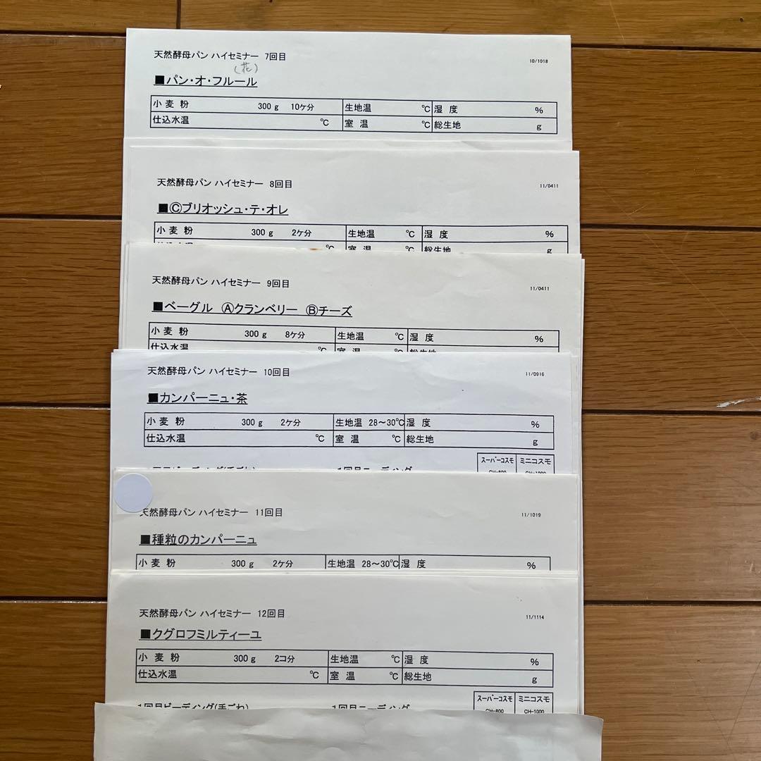 ホームメイドクッキング　天然酵母パンハイセミナー　レシピ集