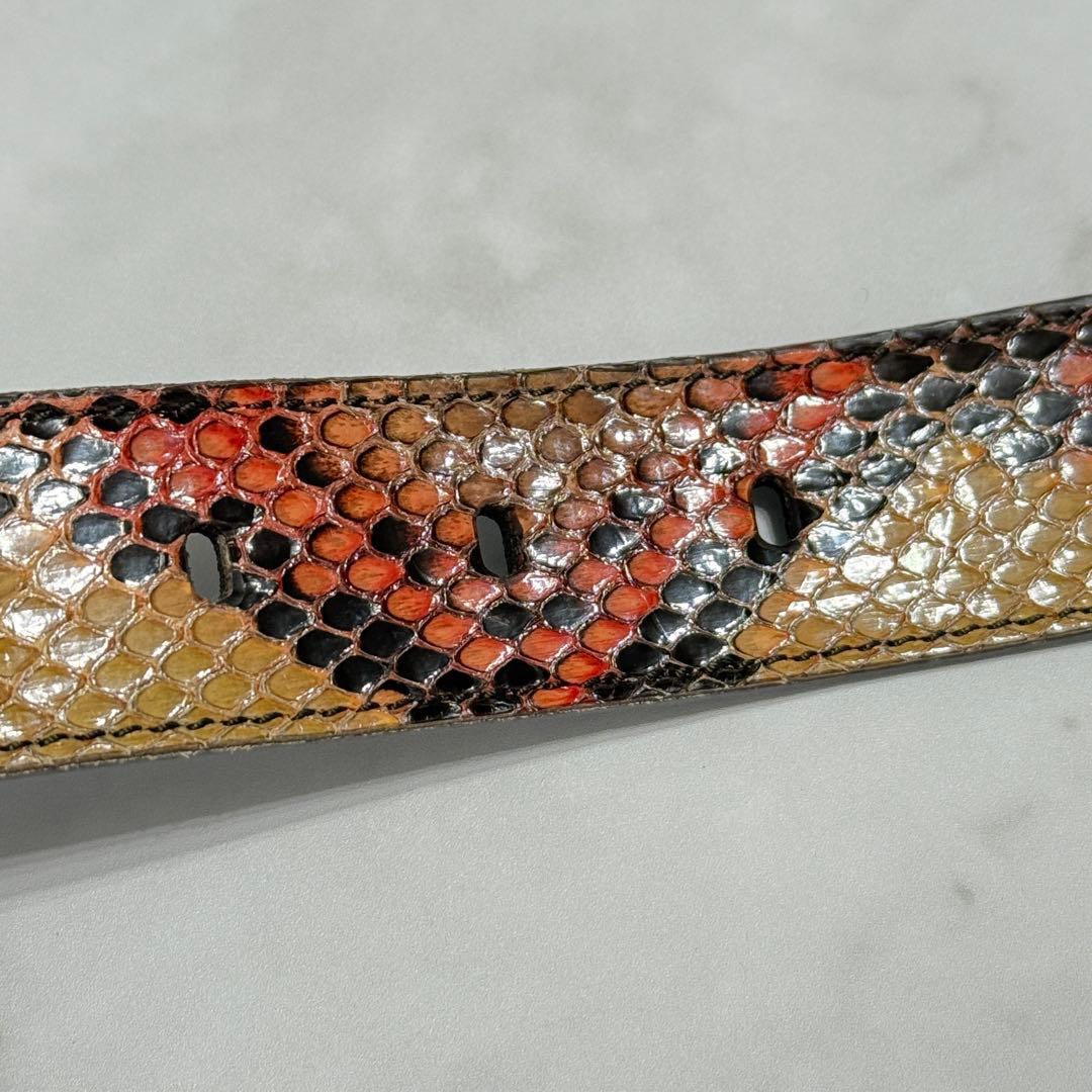 【極美品】 イヴサンローランリヴゴーシュ パイソンレザー フックバックル ベルト