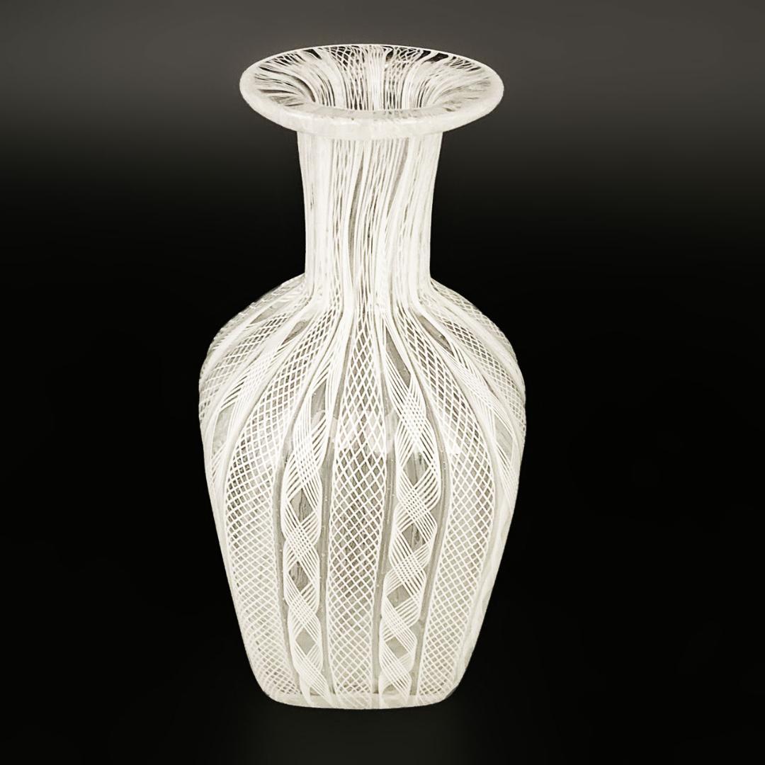 ヴェネチアガラス ムラノ イタリア 花瓶 フィリグラーナ レッティチェロ レース