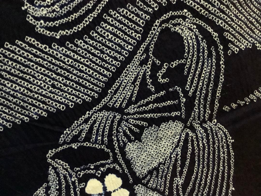 浴衣　有松絞り　浴衣反物　平安絵巻　木綿　藍染め