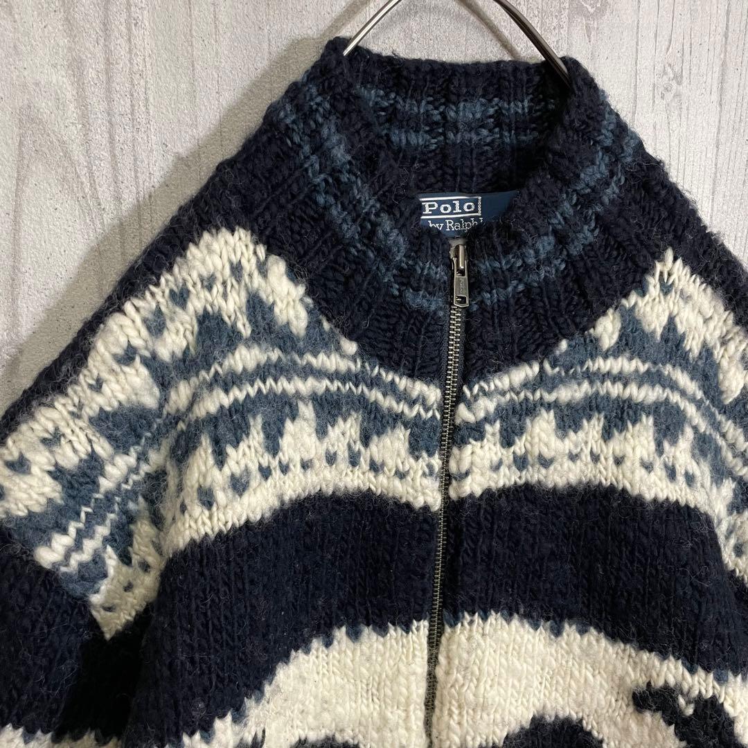 【希少モデル】ラルフローレン　サンダーバード柄　ジップニットジャケット　XL