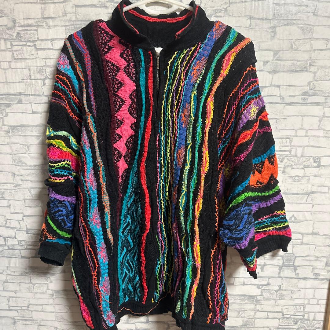 COOGI 3Dニット ハーフジップ XL 豪州製　オーストラリア　一点物