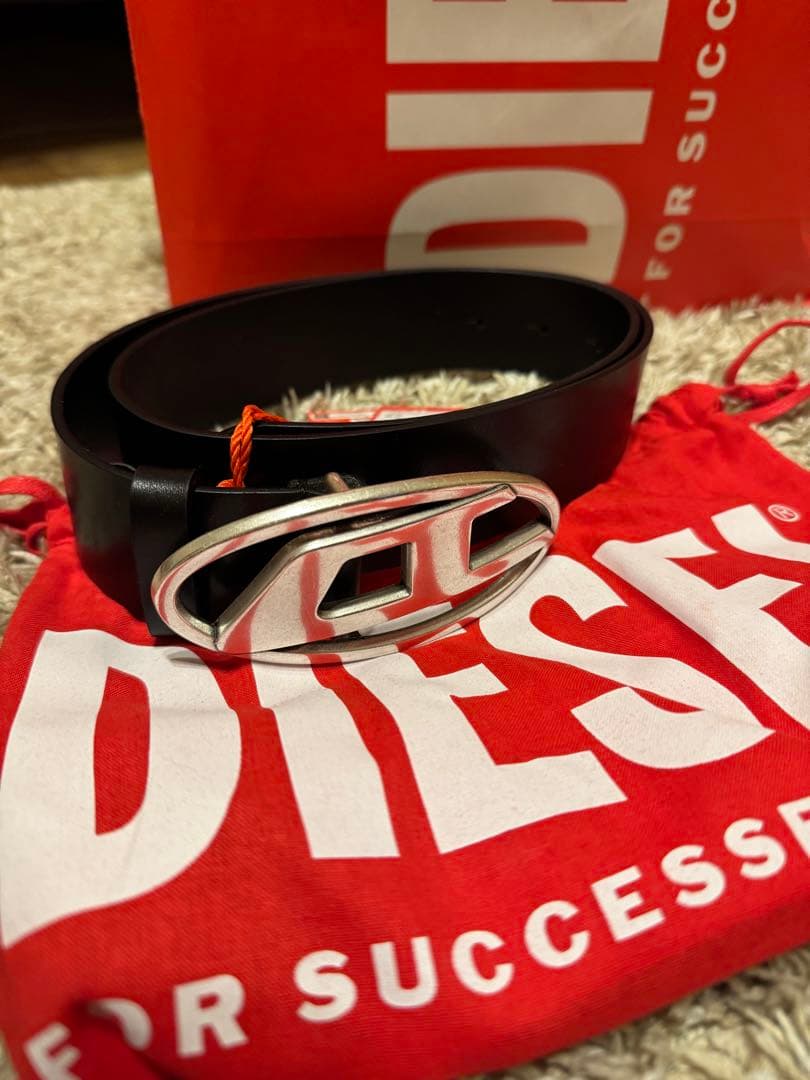 DIESEL ブラックレザーベルト（85㎝）　新品未使用タグ付き