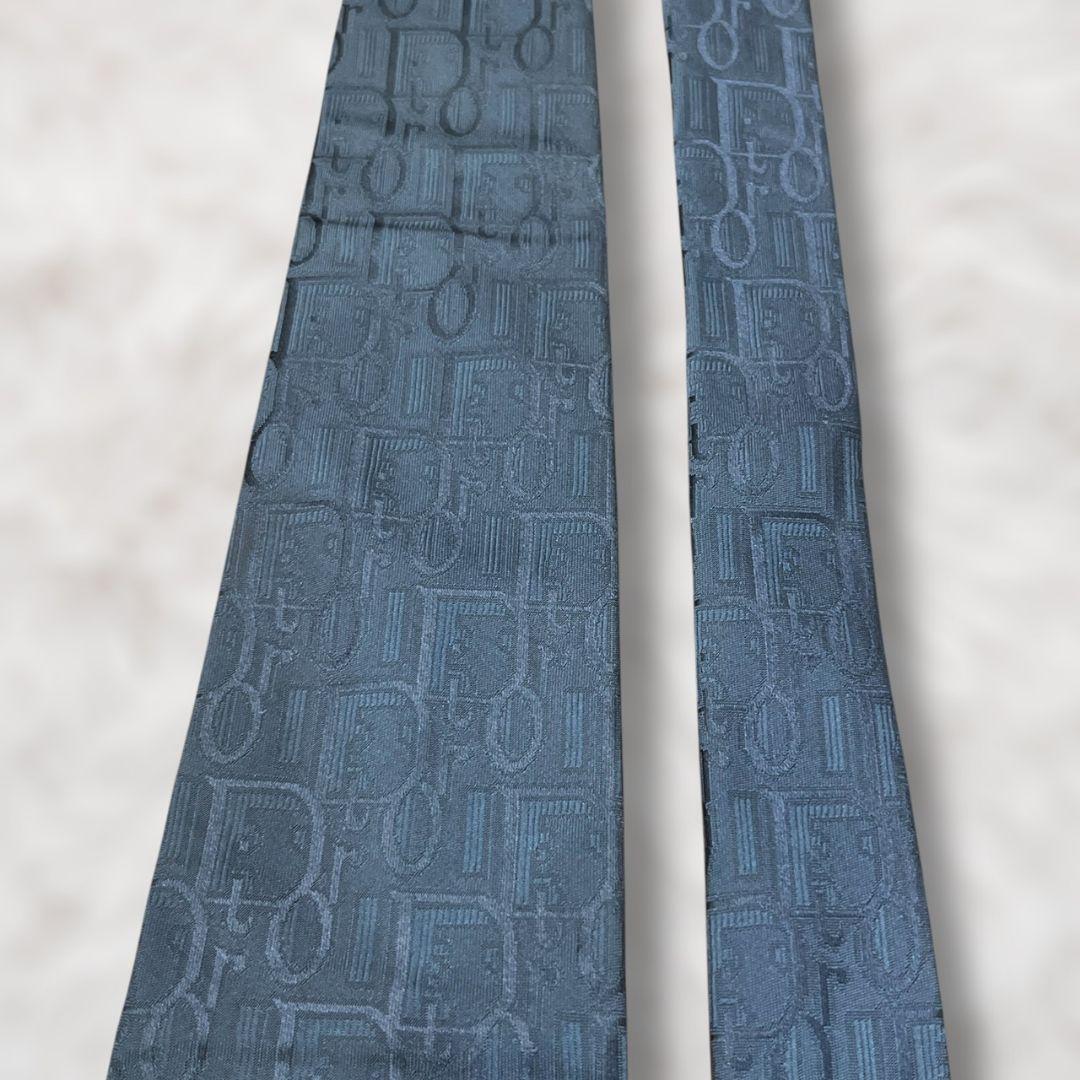 【美品✨】クリスチャンディオール トロッター 藍色 ジャガード メンズ ネクタイ