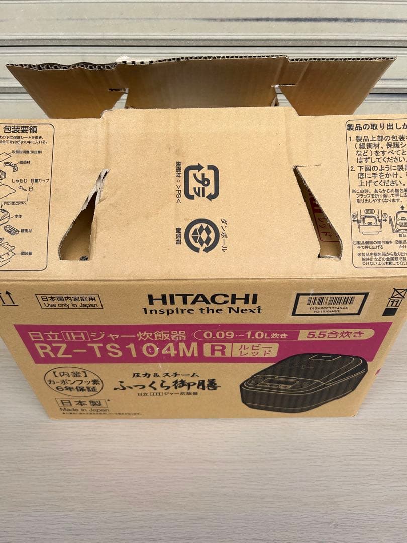 【HITACHI】 日立IH ジャー炊飯器　RZ-TS104M ルビーレッド