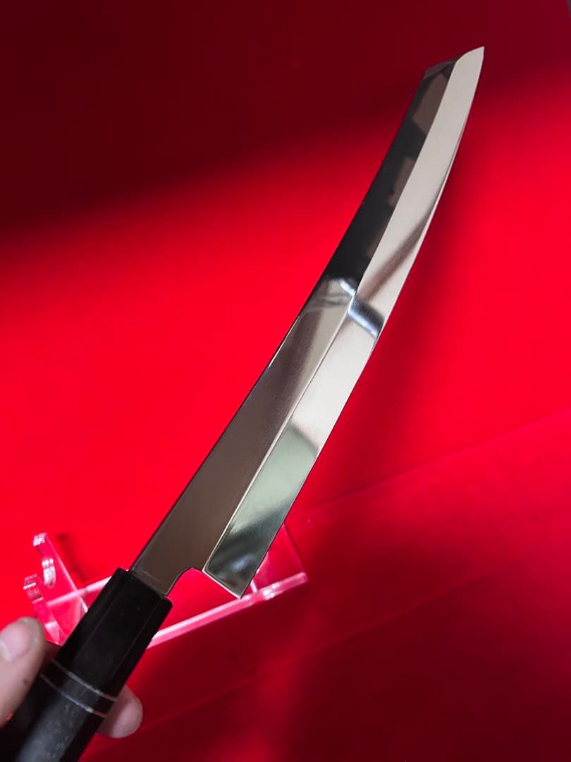 01594 包丁　切付　鬼反り　鏡面仕上げ　切味抜群　箱付　未使用品